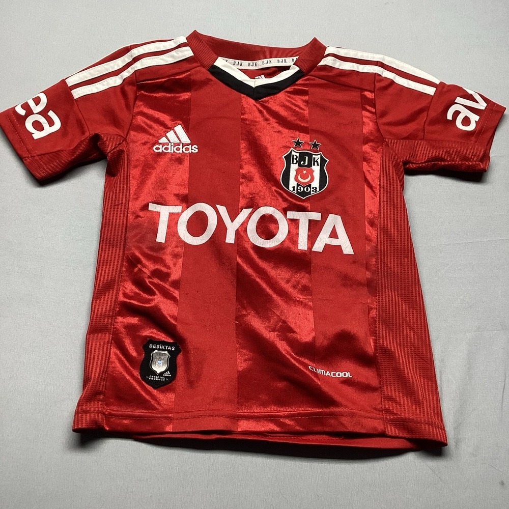 Adidas Besiktas JK Toyota Soccer Jersey Kids Size 104 4T Red 2011 2012 Kit BJK
